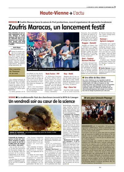 Zoufris Maracas lance la saison de Peel Productions nouvel organisateur de spectacles en Haute-Vienne