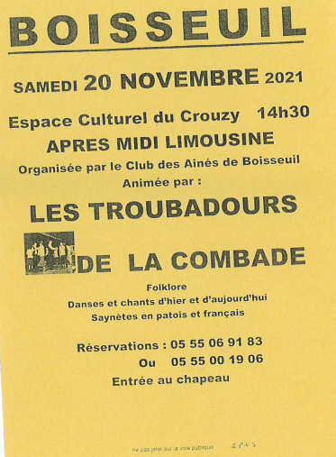 Troubadours de la Combade : 20 novembre