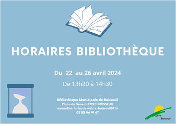 Bibliothèque : horaires modifiés du 22 au 26 avril