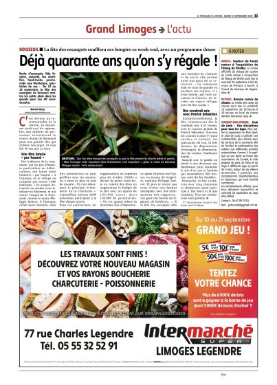 Concerts, feu d’artifice, fête foraine… Ce qui vous attend pour les 40 ans de la fête des escargots à Boisseuil